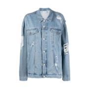 Gescheurde-Detail Denim Jack Vetements , Blue , Heren