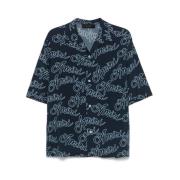 Logo Print Button-Up Overhemd Amiri , Blue , Heren