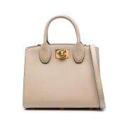 Gancini Flip-Lock Leren Handtas Salvatore Ferragamo , Beige , Dames