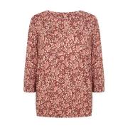 Bloemenprint shirt met split halslijn Soyaconcept , Red , Dames