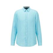 Casual linnen overhemd met lange mouwen Hugo Boss , Blue , Heren