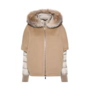 Gelaagde Wol-Kasjmier Mix Buitenkleding Moorer , Beige , Dames