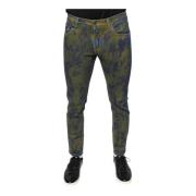 Blauwe Tie Dye Slim Fit Jeans Dolce & Gabbana , Blue , Heren