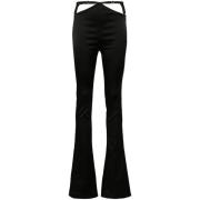 Zwarte Satijnen Hoge Taille Flare Broek The Attico , Black , Dames