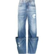 Versleten lichtblauwe katoenen rechte jeans JW Anderson , Blue , Dames