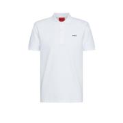 Heren Polo Shirt met Contrast Logo Hugo Boss , White , Heren