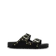 Arizona Rivet Suède Leren Birkenstock , Black , Dames