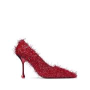 Rode Faux-Fur Instap Hakken Jimmy Choo , Red , Dames