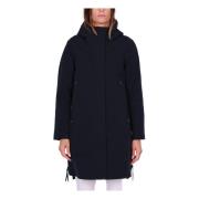 Blauwe Lange Parka Jas met Capuchon Krakatau , Blue , Dames