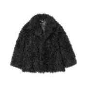 Zwarte Faux-Fur Jas met Revers Marc Jacobs , Black , Dames