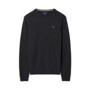 Lambswool Crew Neck Sweaters Gant , Black , Heren