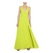 Elegante Gele Maxi Jurk met Gekruiste Halslijn Fracomina , Yellow , Da...