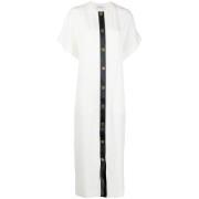 Off-White Linnen-Zijden Maxi Jurk Salvatore Ferragamo , White , Dames