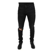 Zwarte Skinny Denim Jeans met Rits Dolce & Gabbana , Black , Heren