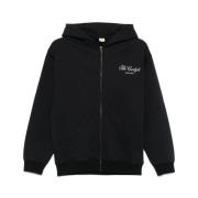 Zwarte Logo Sweatshirt met Rits Sporty & Rich , Black , Dames