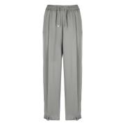 Grijze Satijnen Broek met Elastische Taille Herno , Gray , Dames