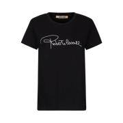 T-shirt met opdruk en ronde hals Roberto Cavalli , Black , Dames