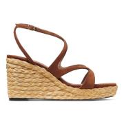 Bruine Raffia Sleehak Platte Schoenen Jimmy Choo , Brown , Dames