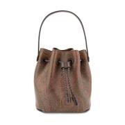 Paisley Jacquard Mini Bucket Tas Etro , Brown , Dames