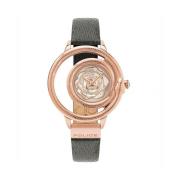 Grijze Leren Horloge Quartz Analoog Roze Police , Gray , Dames