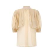 Hoge hals doorschijnende blouse Roberto Cavalli , Beige , Dames