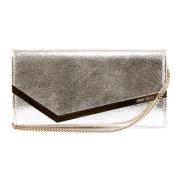 Metallic Leren Clutch met Flap Sluiting Jimmy Choo , Pink , Dames