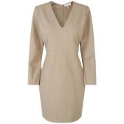 Zilveren Mink Jurk met Schouderkussens Notes Du Nord , Beige , Dames