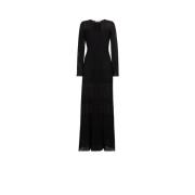 Kanten Maxi Jurk met Ronde Hals Roberto Cavalli , Black , Dames