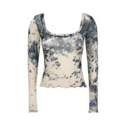 Appaloosa Print Mesh Top Roberto Cavalli , Multicolor , Dames