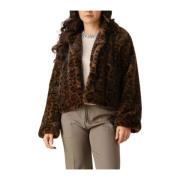 Luipaard Faux Fur Jas Neo Noir , Brown , Dames