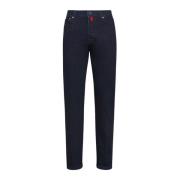 Slim Donkerblauwe Katoenen Jeans Kiton , Blue , Heren