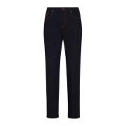 Slim-Fit High-Rise Katoenen Jeans Kiton , Blue , Dames