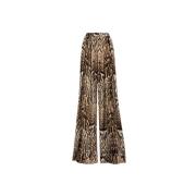 Ocelot Wijde Fluwelen Broek Roberto Cavalli , Brown , Dames