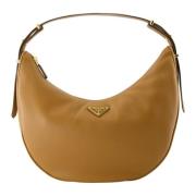 Ronde Kameel Leren Tas Prada , Brown , Dames