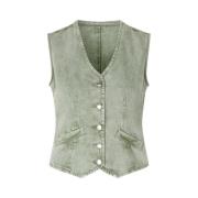 Denim Groene Vest voor Vrouwen mbyM , Green , Dames