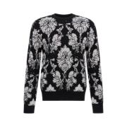 Broccato Print Sweater Roberto Cavalli , Black , Heren