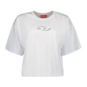 Witte Crop T-shirt met korte mouwen Diesel , White , Dames