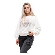 Peony Logo Fleece Sweater Guess , White , Dames