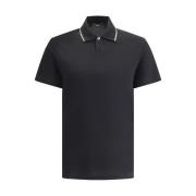 Monochrome Polo Shirt met Geribbelde Kraag Versace , Black , Heren