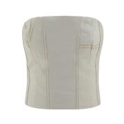 Bustier Top met Contraststiksels Amiri , White , Dames