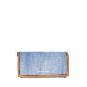 Denim Textuur Portemonnee met Schouderband Ermanno Scervino , Blue , D...