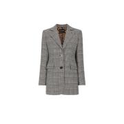 Houndstooth Blazer Revers Slim Fit Roberto Cavalli , Gray , Dames