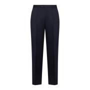 Blauwe Wollen Broek met Plooi Etro , Blue , Heren