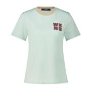 Logo T-shirt met geribbelde halslijn Max Mara , Green , Dames