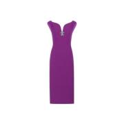 Slang Wol Jurk met V-Rug Roberto Cavalli , Purple , Dames