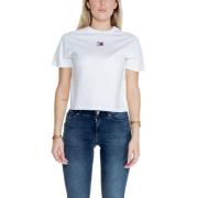 Dames T-shirt Collectie van Gerecycled Katoen Tommy Jeans , White , Da...