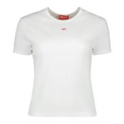 Wit Katoenen Ronde Hals T-Shirt Diesel , White , Dames