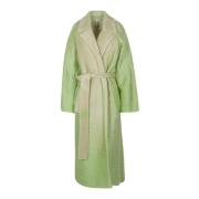 Mohair Jacquard Jas met Omkeerbare Kraag Liviana Conti , Green , Dames