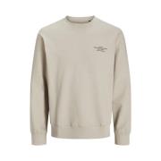 Zilveren Voering Sweat Crew Neck Jack & Jones , Beige , Heren