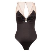 Doorschijnende Bodysuit Gouden Detail Elisabetta Franchi , Brown , Dam...